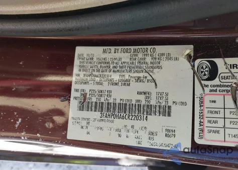 2012 Ford Fusion Se из США, поврежденный, VIN 3FAHP0HA6CR220314